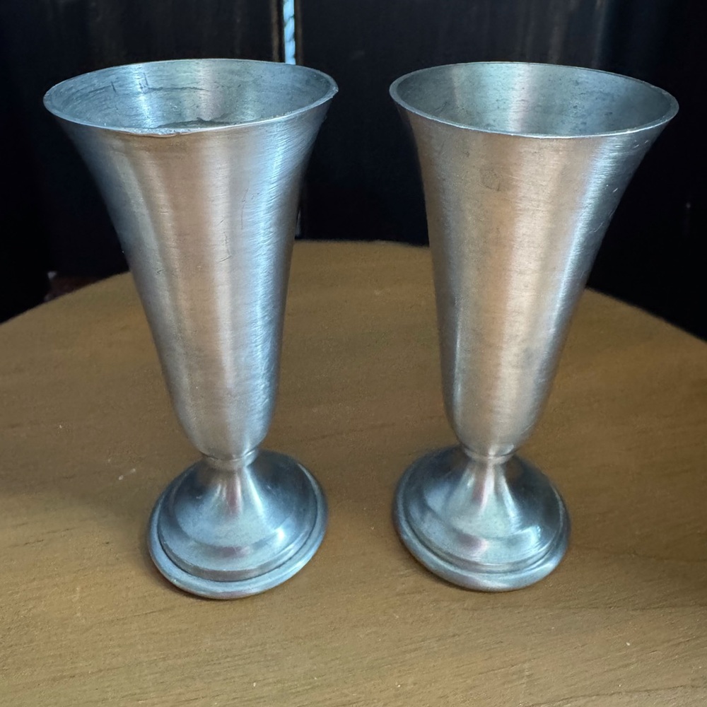 Vintage Pewter Cordials Shot Cups Bud Vases
